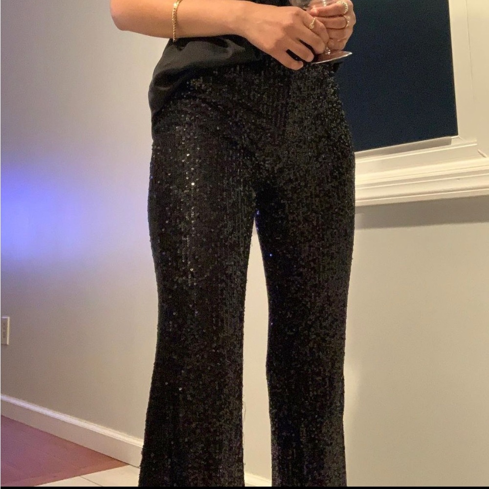 Sequin pants black small